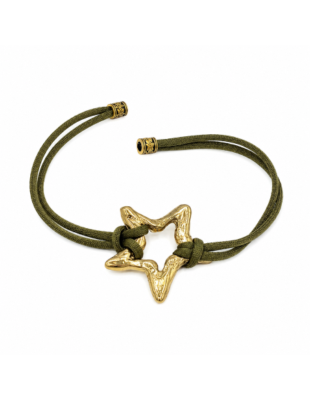 Pulsera ajustable con estrella artesanal y cordón de seda estilo bohemio